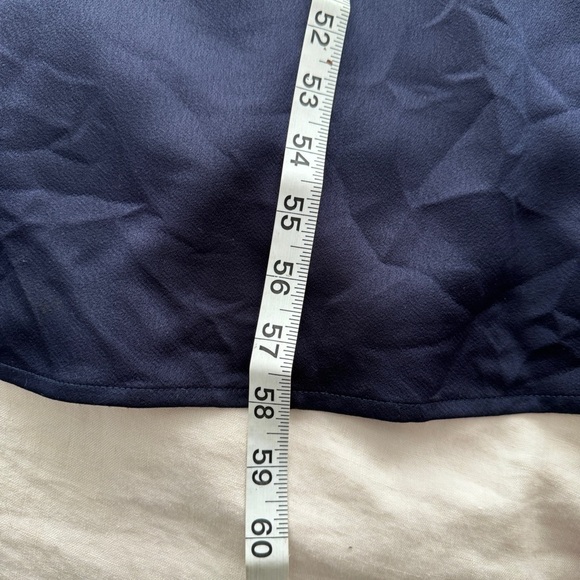 Rickie Freeman For Teri Jon Beaded Cape-Sleeve Satin Gown in Navy - Size 2 - Picture 10 of 14